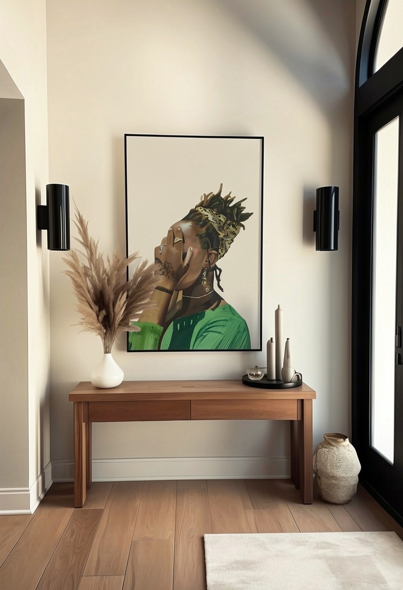 An original Naomi Artworks portrait staged in an entrance hall