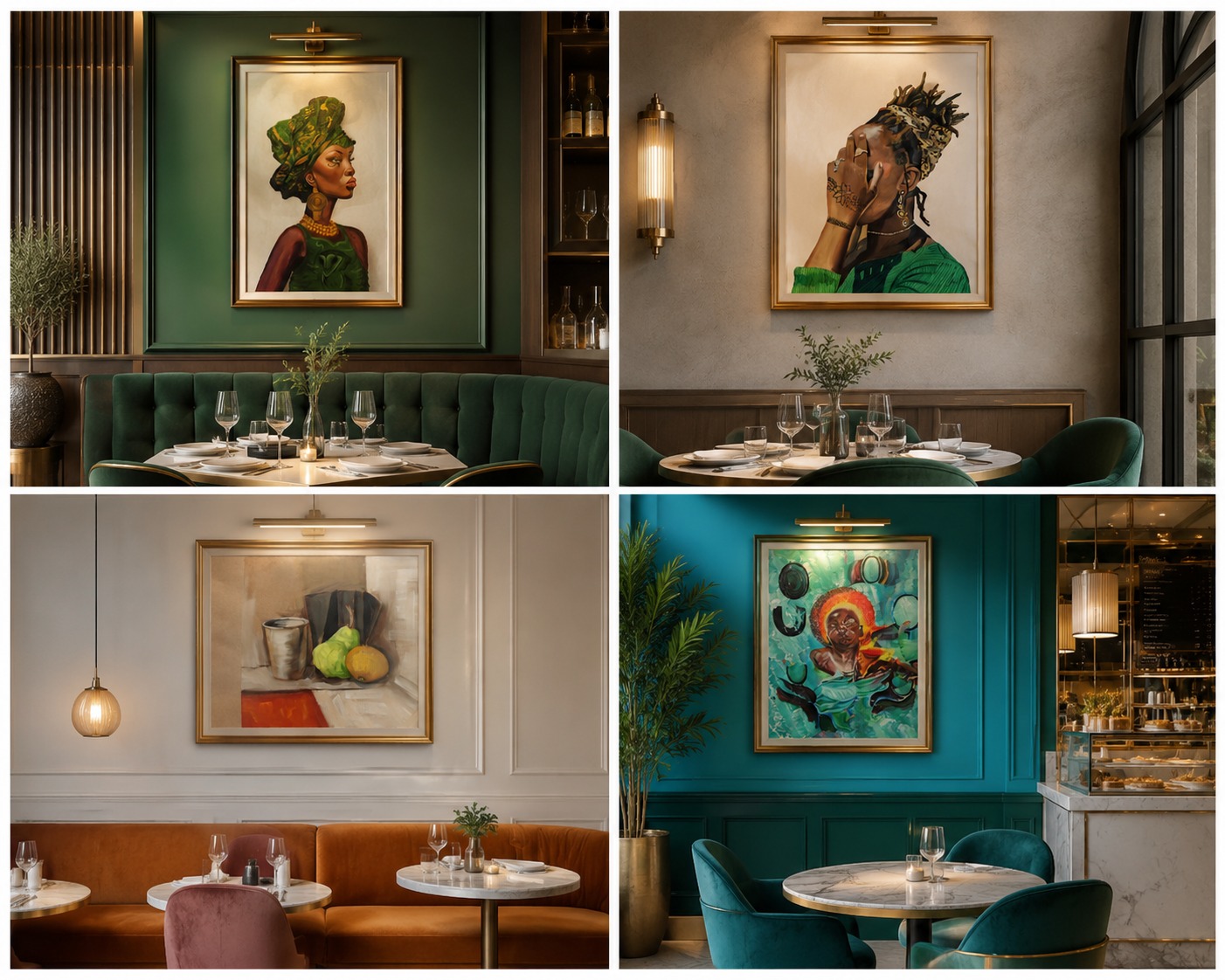 Original Naomi Artworks works staged across restaurant and café interiors
